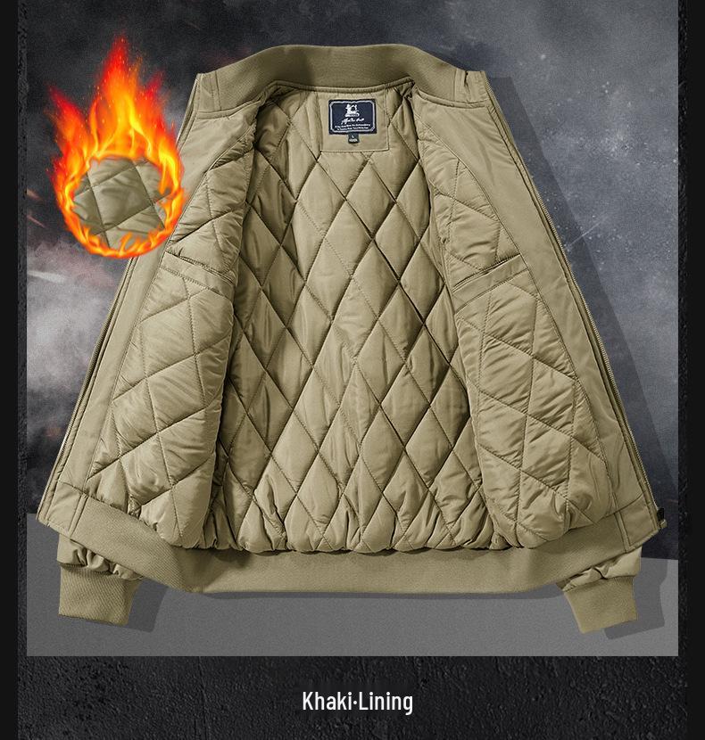 Men's Autumn/Winter Cotton-Padded Windproof Bomber Jacket with Stand Collar
