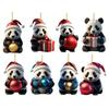 Christmas Cartoon Panda Ornament Xmas Tree Hanging Pendant Acrylic Decorations for Holiday Tree Car Decor