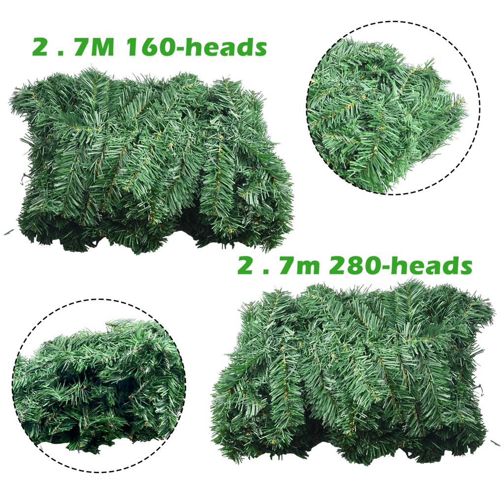 Elegant 2 7M Long Artificial Green Garland For Seasonal Decorations In Homes And Shops Crafted From Robust PVC Materials