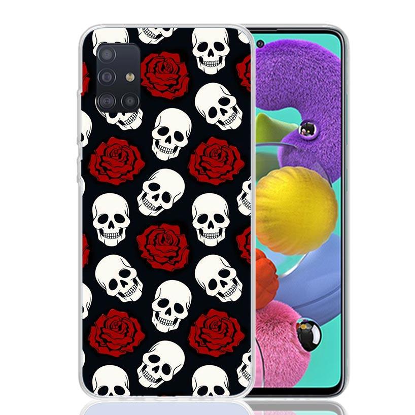 Human Skeleton Red Rose Phone Case for Samsung Galaxy A52 A51 A50S A12 A22 A32 A72 A10S A30S A31 A71 Note 20 Ultra 10 Plus S10 G