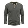 Spring Autumn Men's Cotton Henry Collar T-Shirts American Style Fashion Smart Casual Tees Tops Men Patchwork Breathable Tshirt