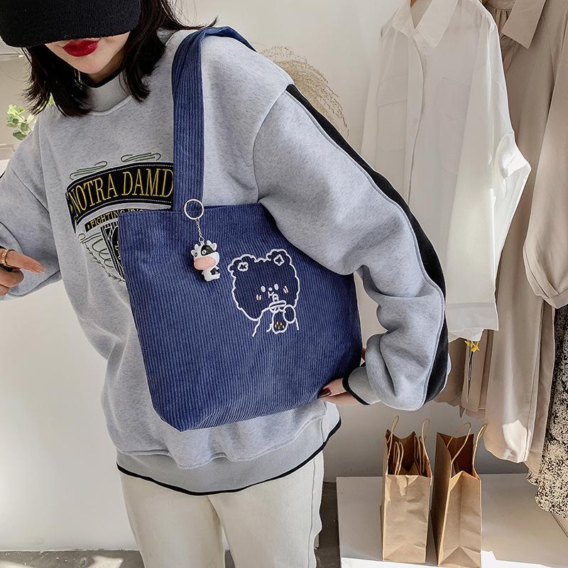 Corduroy women's bag 2 new shoulder bag casual simple handbag