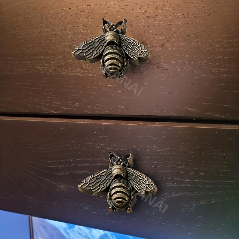 4pcs Retro Bee Cabinet Pulls, Zinc Alloy Metal Drawer Pulls,  Polished Furniture Knobs,Retro Beehive Style Bar Hardware,for Home