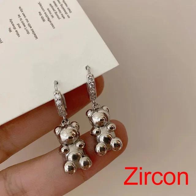 Cute Acrylic Candy Gummy Bear Dangle Earrings for Women Rainbow Bear CZ Hoop Earrings 2022 Korean Fashion Sweet Girl Zircon
