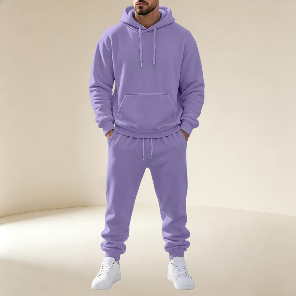 Men's Pullover Hoodie Sweatshirt Athletic Set for Training and Casual Wear