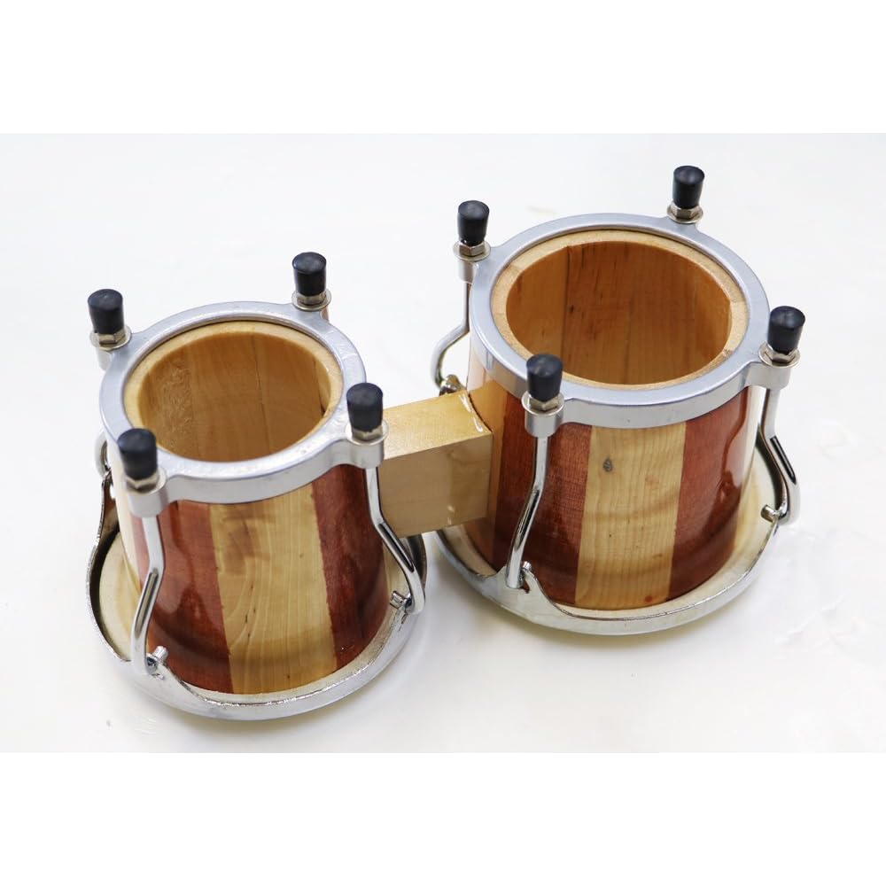 HOSCO Mini Bongo Natural JBG-001N Musical Instrument Compact Size Durable Design