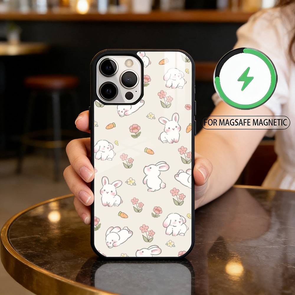C-Cute R-Rabbit Phone Case For iPhone17,16,15,14,13,12,11 Plus,Pro Max Magnetic For Magsafe Wireless Charging