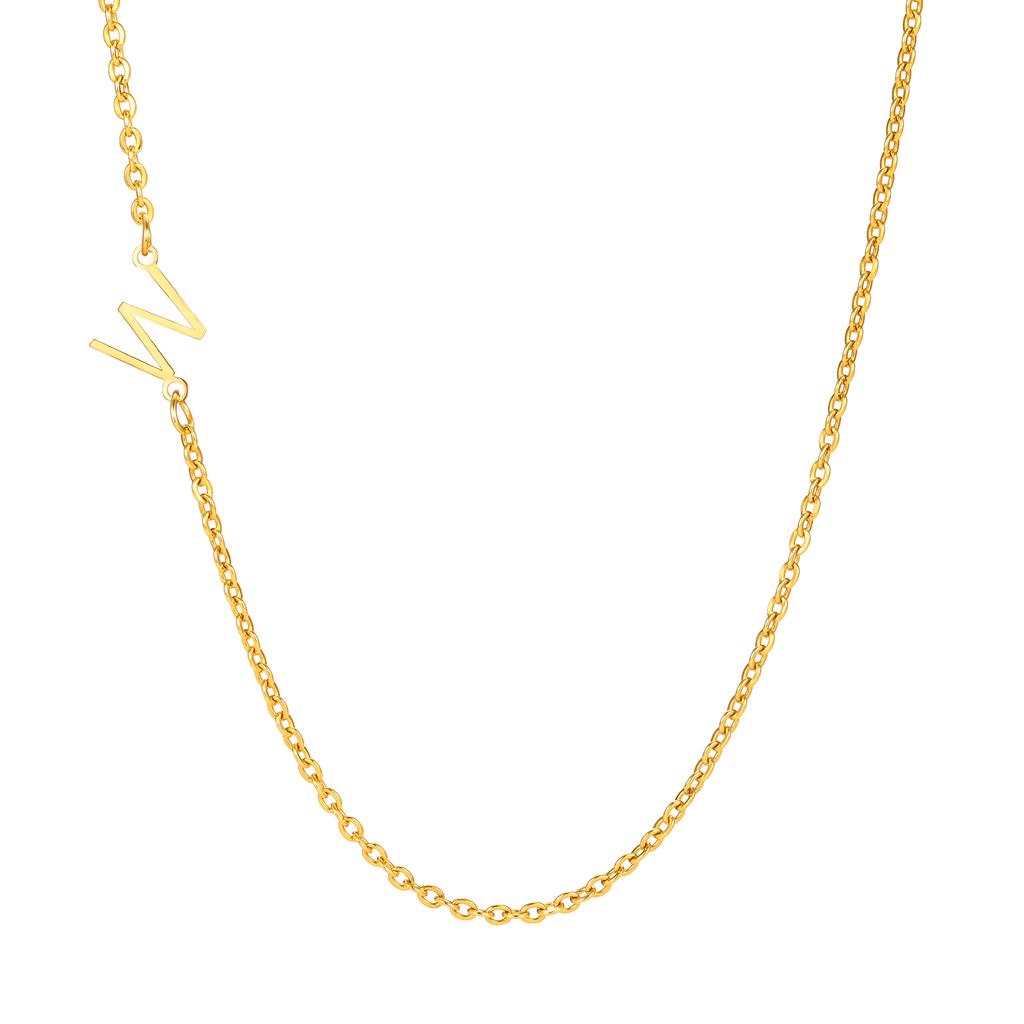 A-Z 26 Letters Initial Necklaces for Women 18k Gold Color Stainless Steel Necklace Rolo Chain Pendants Anniversary Jewelry