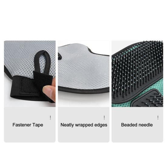Pet Cleaning Gloves with Pet Grooming Gloves Wrist Strap Double-Sided Shedding Gloves