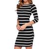 Women's New Seven-quarter Sleeve Striped Dress Short Dress