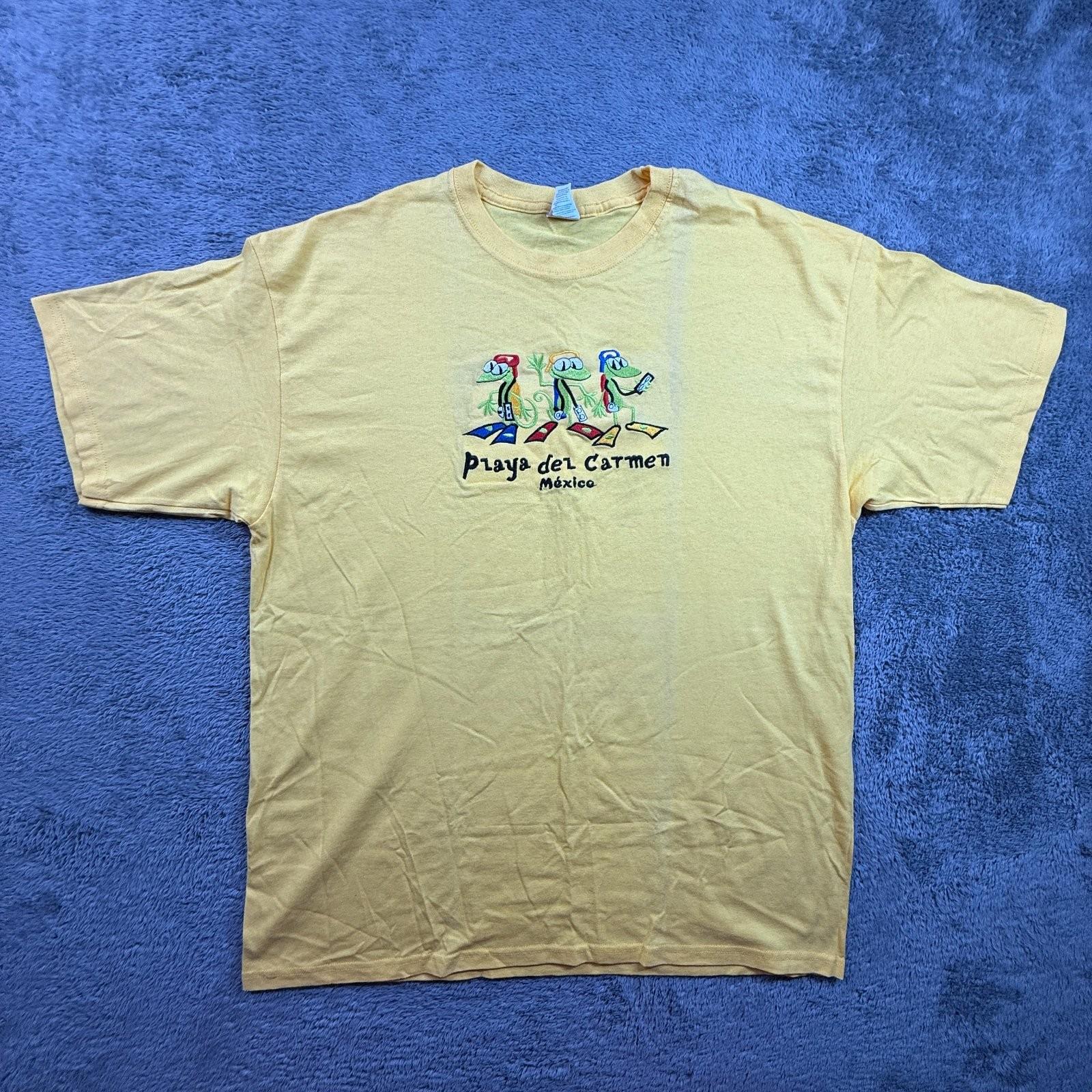 Playa del Carmen Mexico Tourist XL Men Yellow Embroidered Snorkeling Unisex T-Shirt S