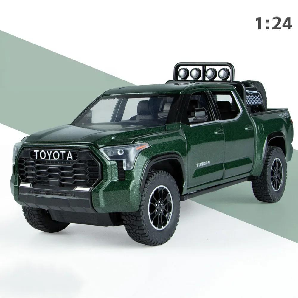1:24 Toyatas Tundra Alloy Car Model Metal Diecast Toy Vehicle Pull Back Sound And Light Simulation Cars Toys For Kid Boys Gift