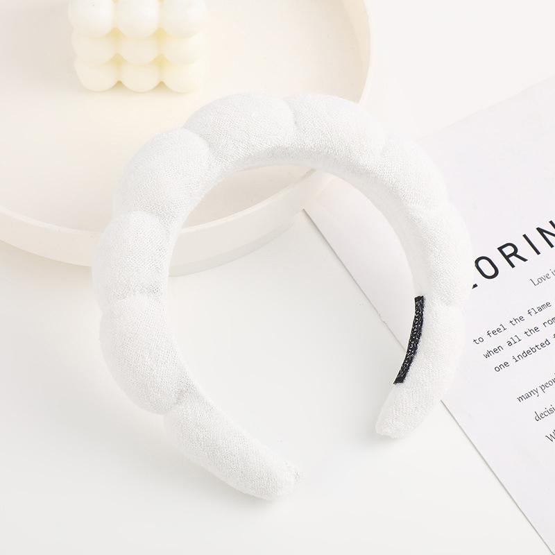 Solid Color Cloud Sponge Headband Washing Scrunchies Puffy Headband Washing Face Makeup Shower Skincare Hair Band