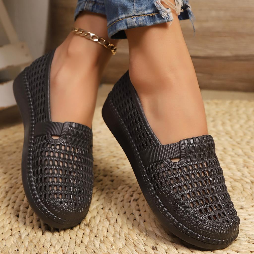 Fashion Women Fashion Flats Shoes Round Head Hollow Sneakers Women  Anti-slip Wear-resistant Loafers Mary Jane Shoes Zapatos De Mujer