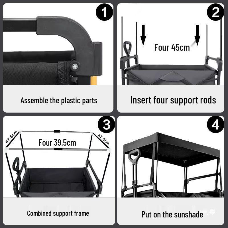 Convertible Camping Cart with Sunshade, Canopy, and Child Accessories