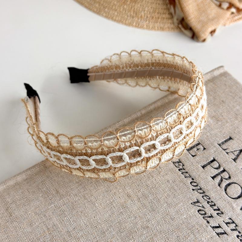 Bohemian Straw Wide-Brimmed Headband for Women - Vacation Style Hair Accessory