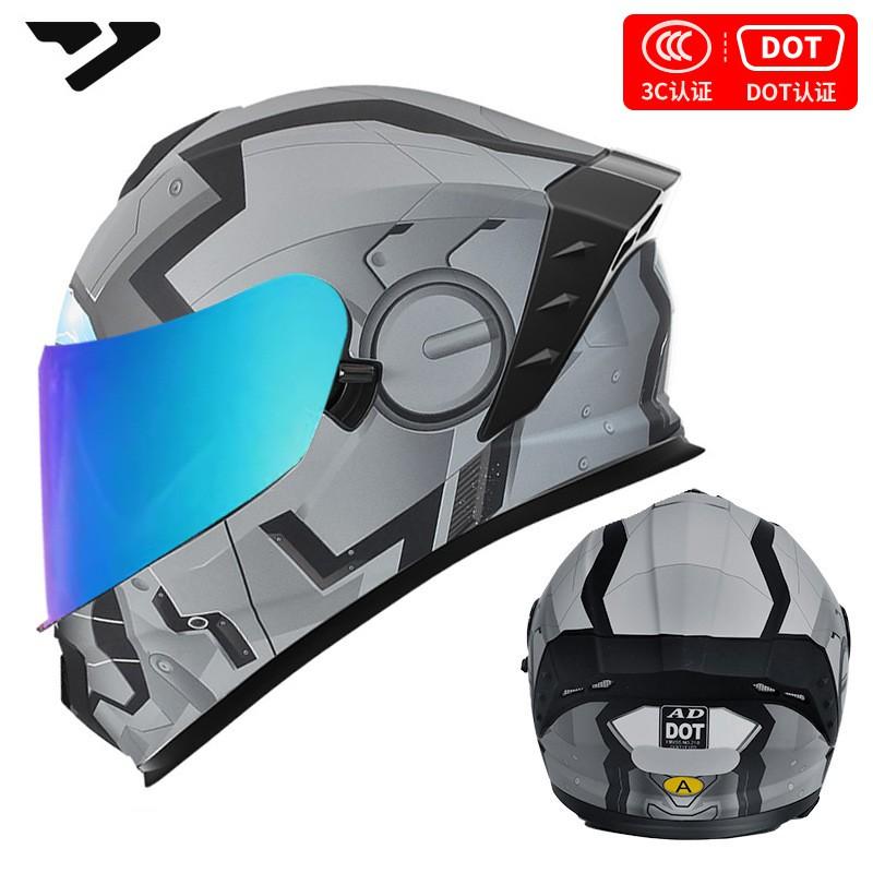 DOT 3C Certified Full Face Motorcycle Helmet Men Women All-Season Riding Safety Gear With Multiple Visor Options