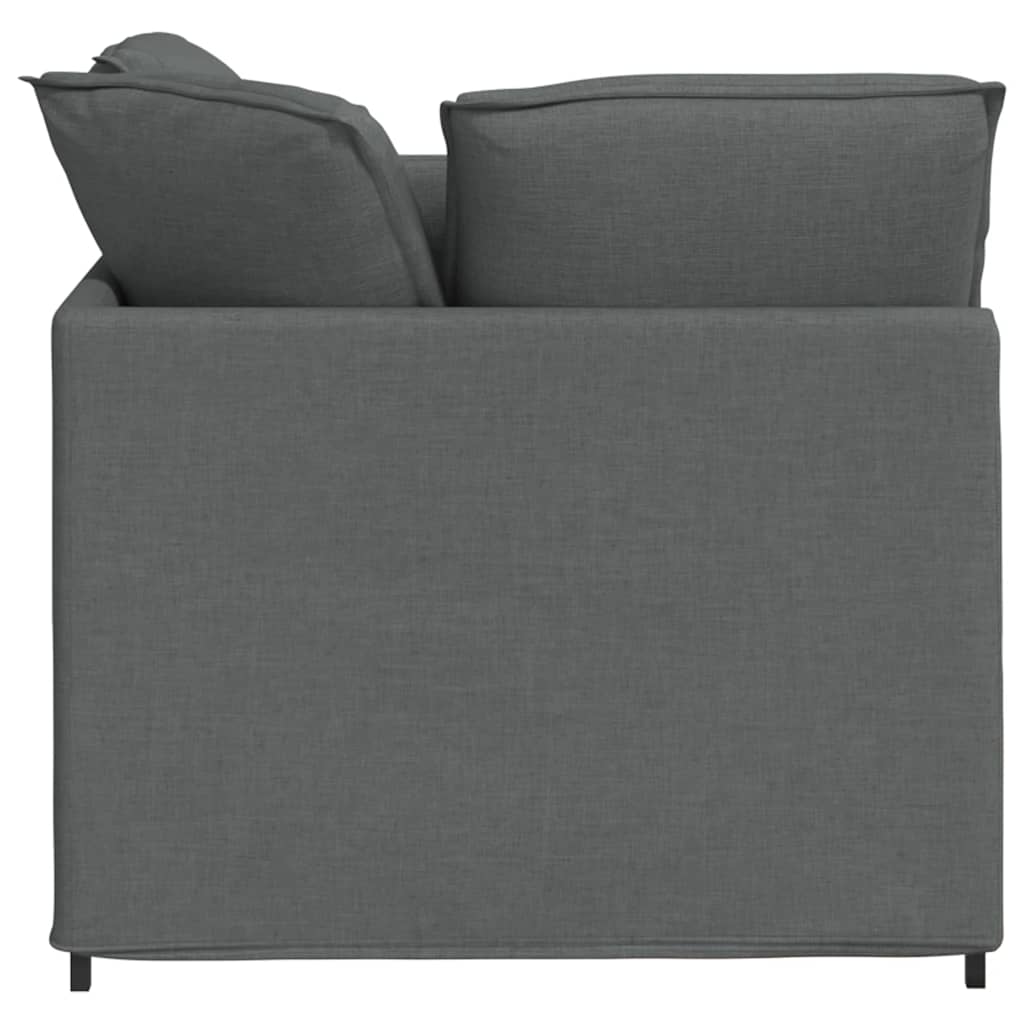 Modular Sofa with Footstool and Cushions Fabric Dark Grey