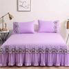 3pcs Bed Skirt Bedspread Pillowcase Ruffle Lace Anti Slip 1.8x2.0m Bed Cover Solid Colour Lace Mattress Dust Bedding Cover