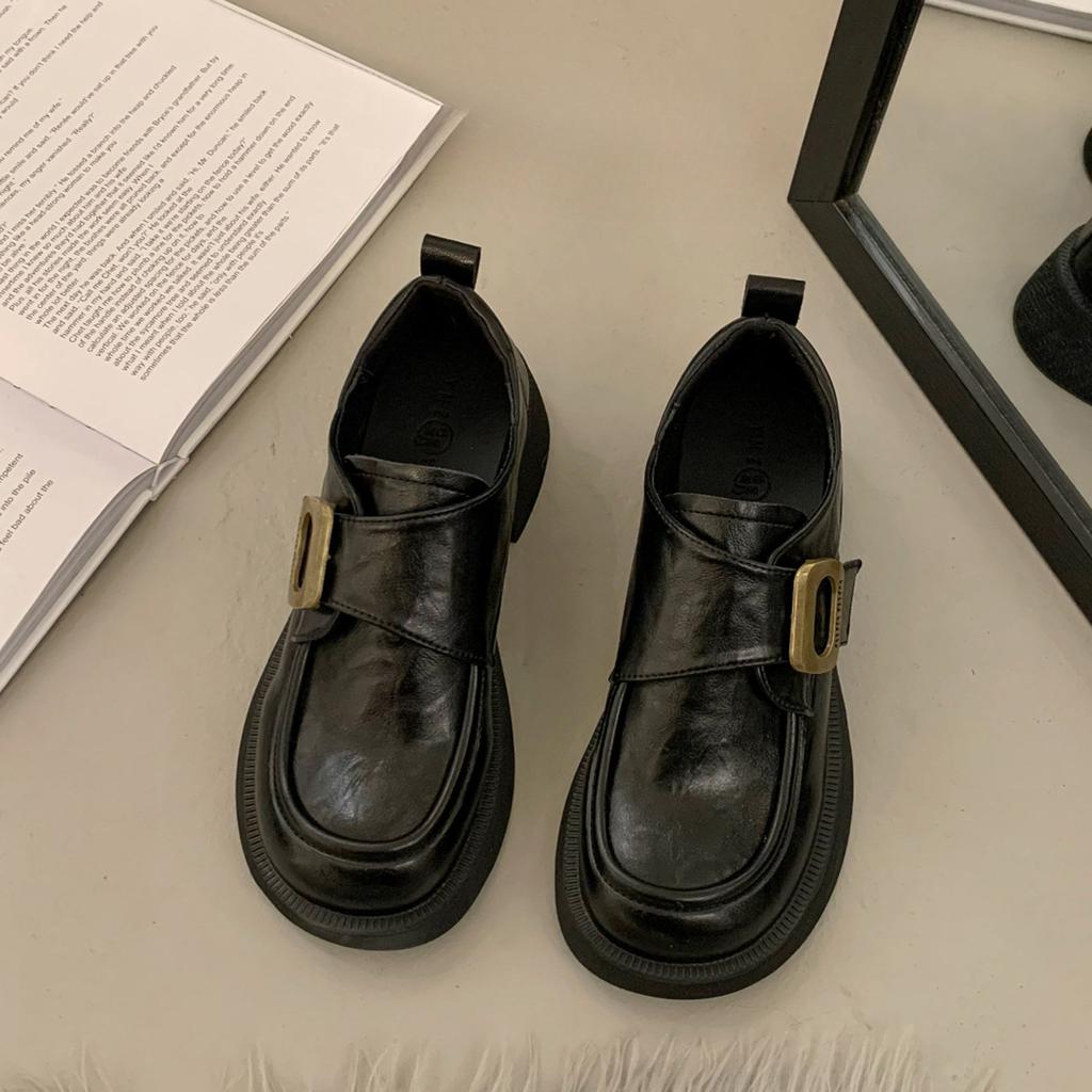 Small leather shoes women's 2025 new autumn and winter retro British style black jk single shoes versatile commuter soft-soled loafers
