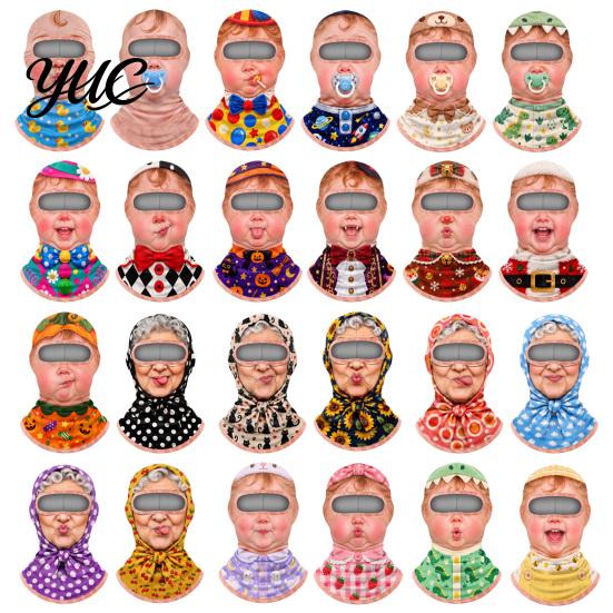 Funny Face Balaclava Baby Mask, Breathable Ice Silk Cover, Anti-Slip Covering Full Protection Neck Gaiter for Outdoor Cycling Riding Sun Mask