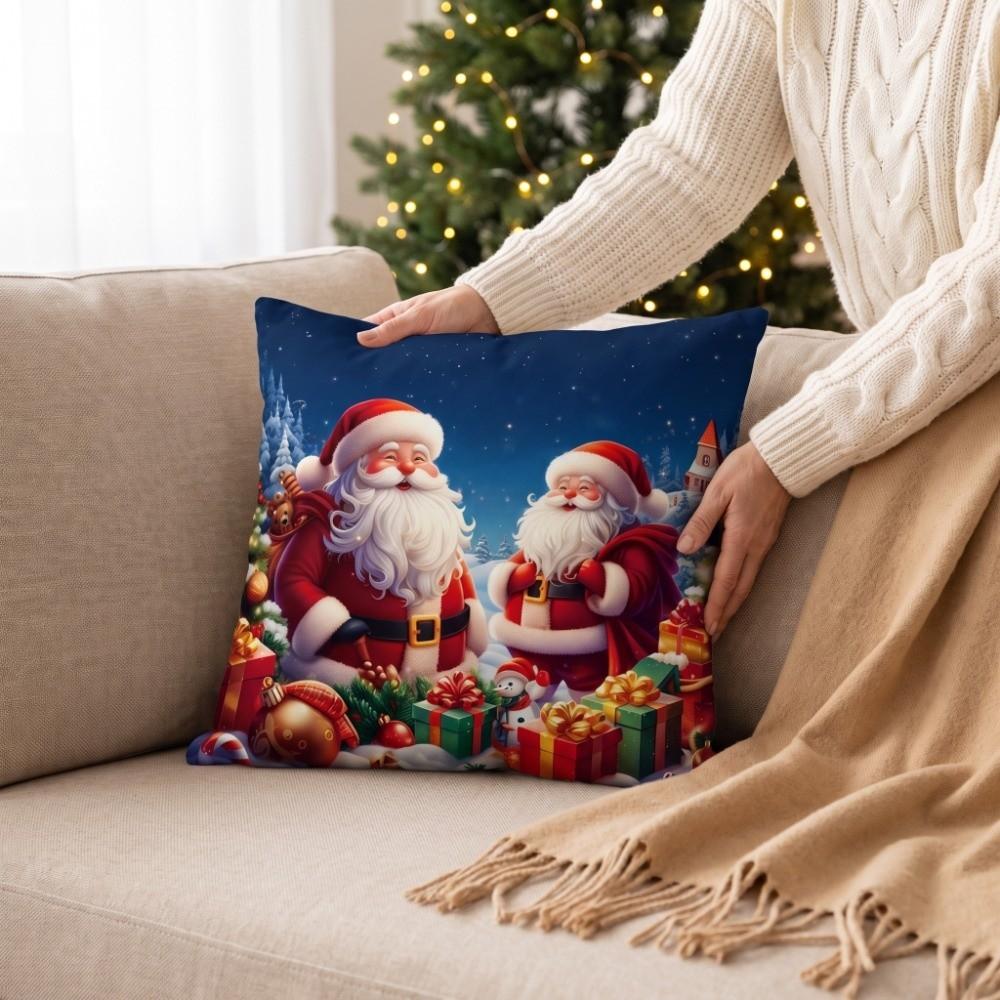 Soft Christmas Pillow Cover Christmas Tree Santa Pillow Cover Party Decoration