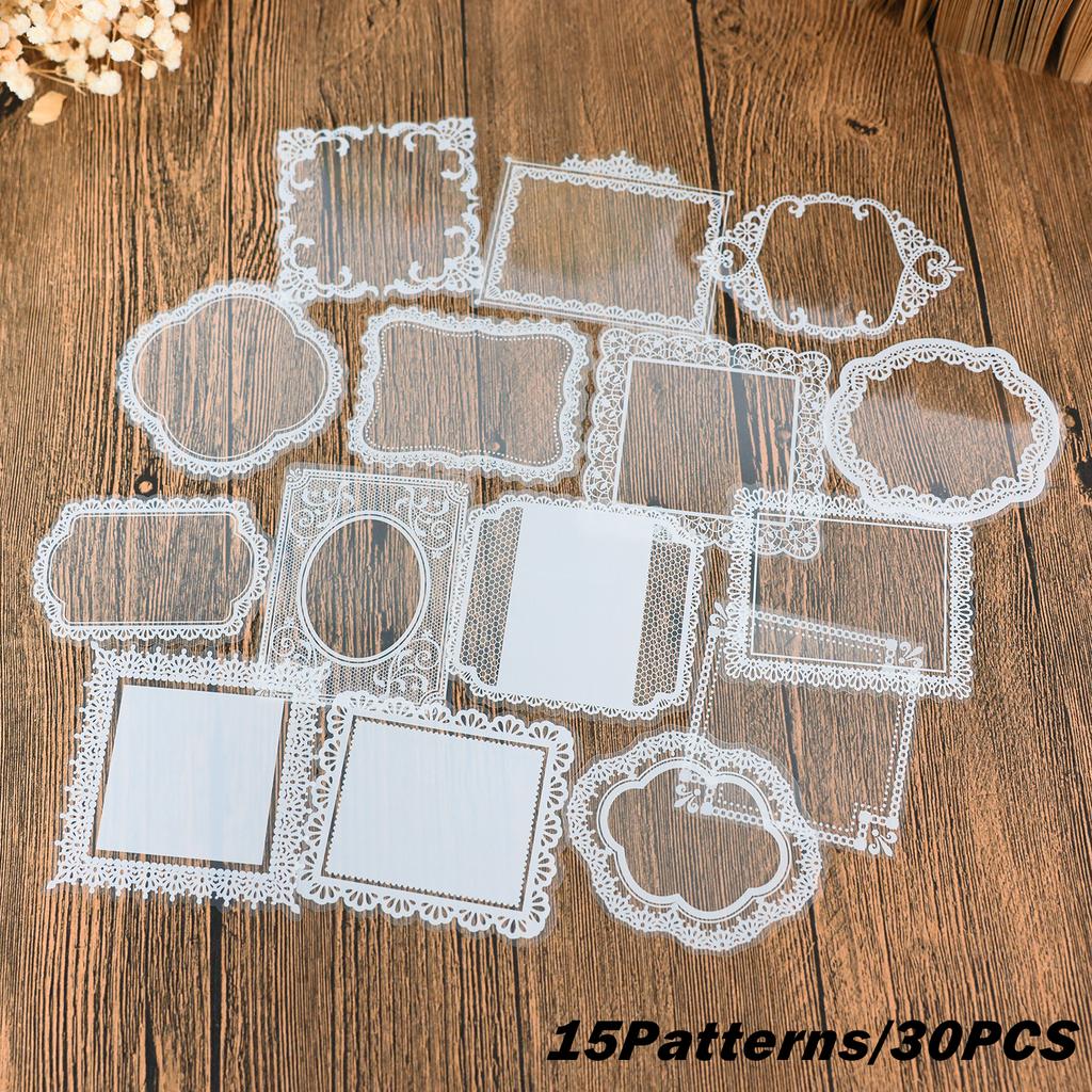 30PCS White Lace Stationery Stickers Decorative Phone Case Cute DIY Stickers for Diary Girls Art Craft Scrapbooking Card