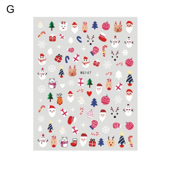 Nail Art Charm Christmas Patterns DIY Holographic Beautiful Cartoon Easy-Peel White Snow Sticker for Female