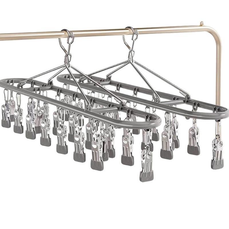 Garment Hanger With Windproof Clip Stainless Steel Sock Dryer For Home Camping Accessory