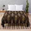 Glamorous Gold-Color Art Deco Pattern Throw Blanket