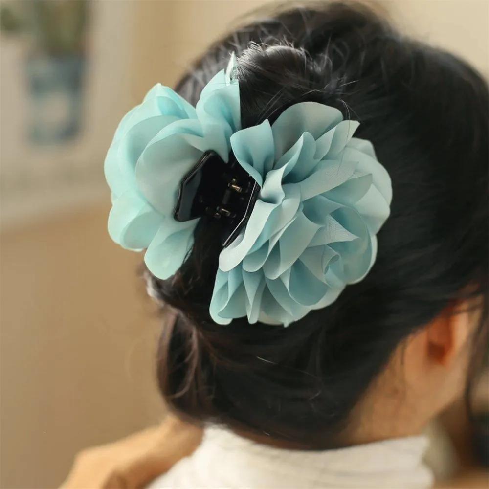 Angel Shushu Chiffon Flower Hair Clip Mint Mini Clip Hair Pin Small Clip