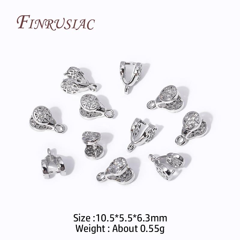 Multi Types 18K Gold Plated Inlaid Zircon Beila For Pendants,Pinch Clip Bails For Crystal Agate Jewelry Making,Pendant Connector