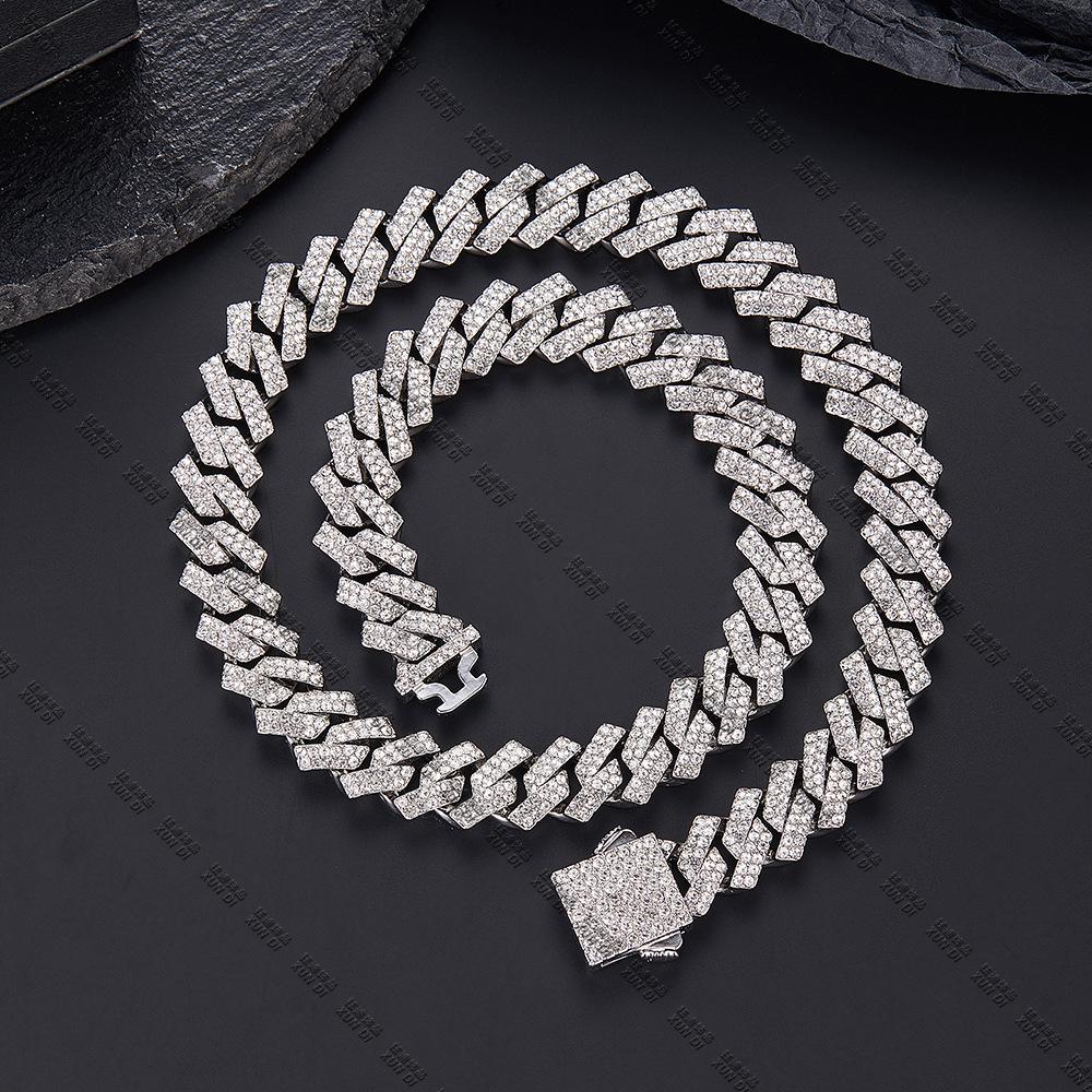 

12mm Cuban Chain Rhinestone Hip-Hop Necklace – High-Quality, Versatile Design.