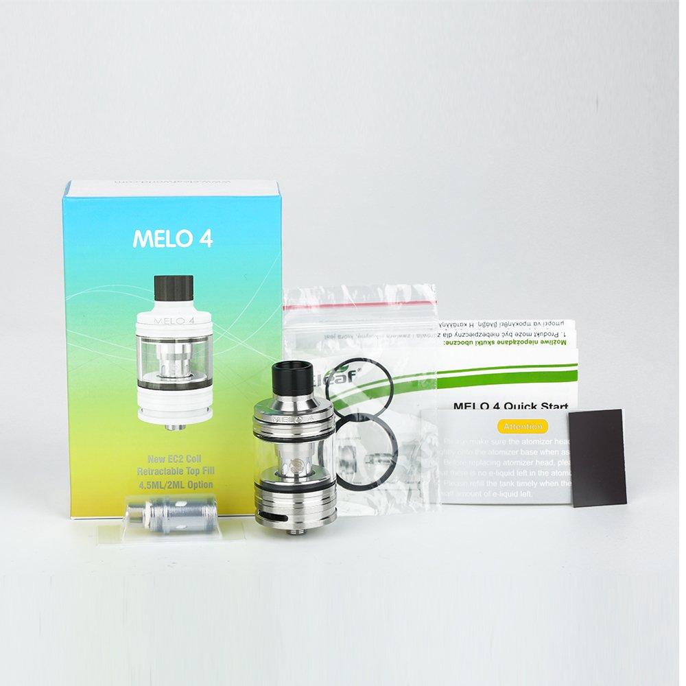 Eleaf Melo 4 Atomizer Diameter Tank with EC2 Series Has Huge Vapor and Good Taste 25mm, Sub-Ohm 4.5ml E-Juice Capacity, (Silver)