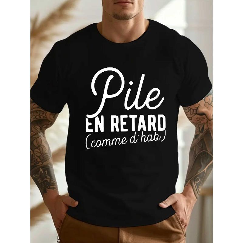 Смешная французская мятая мужская футболка большого размера S чёрный