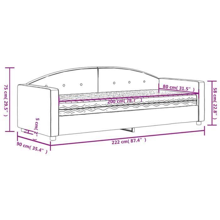 VidaXL Lit de jour avec matelas bleu 80x200 cm velours 3197269