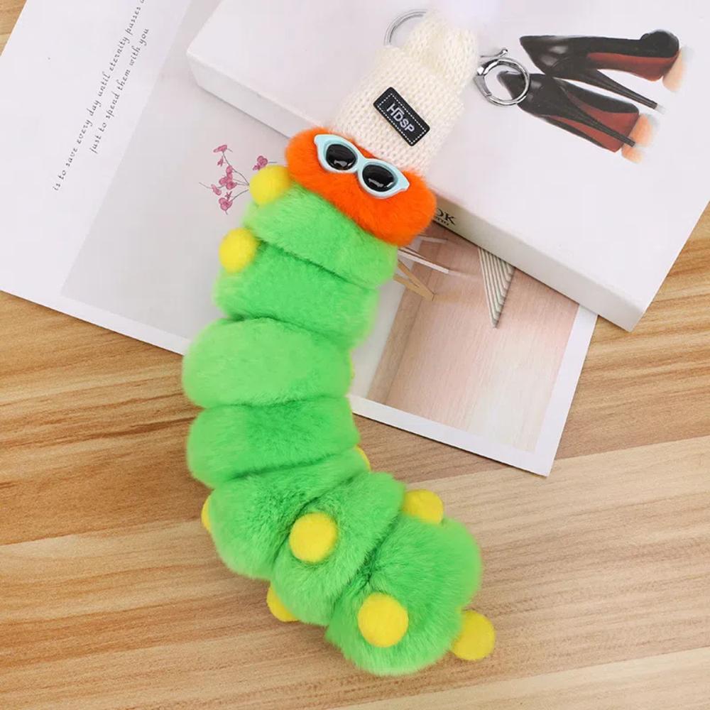 Rainbow Caterpillar Pendant 25cm Animal Plush Dolls Soft Car Key Rings Trendy Jewelry Gift зелёный