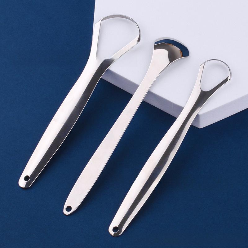 Stainless Steel Tongue Scraper - Bad Breath Removal Tool & Tongue Cleaner