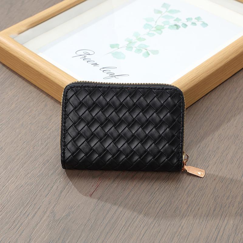 Woven Women'S Wallet Short And Simple Card Bag Zipper Coin Purse