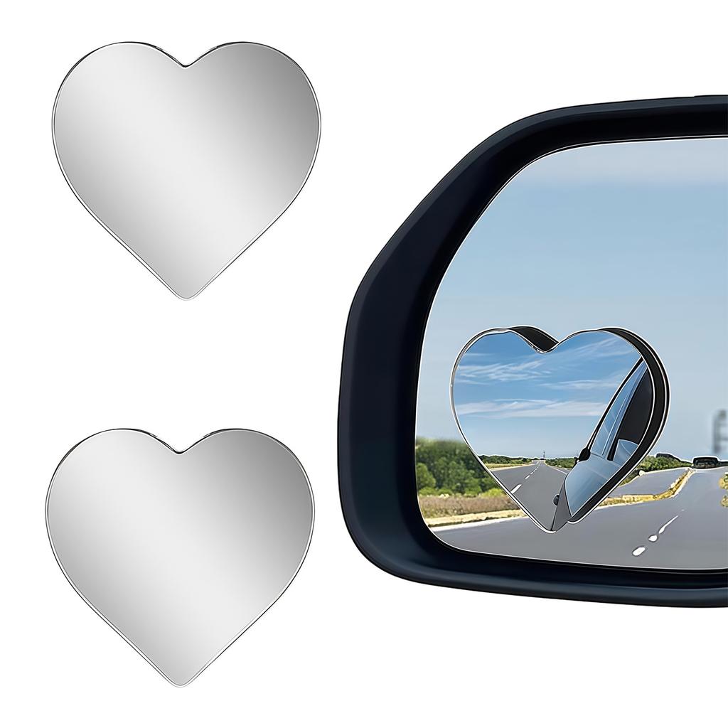 Adhesive Heart Shaped Blind Spots Mirror No Tool Needed Wide Angle Blind Spots Mirror Simple Installation for Quick Setup