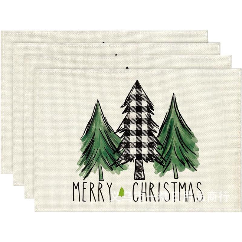 Christmas Snowman & Snowflake Plaid Insulated Placemat - Festive Table Decoration