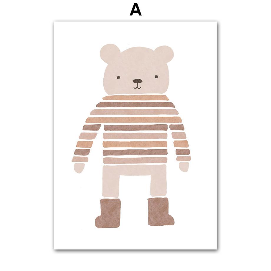 Boho Bear Rabbit Rainbow Sun Heart Nursery Wall Art Canvas Painting Nordic Posters And Prints Wall Pictures Baby Kids Room Decor