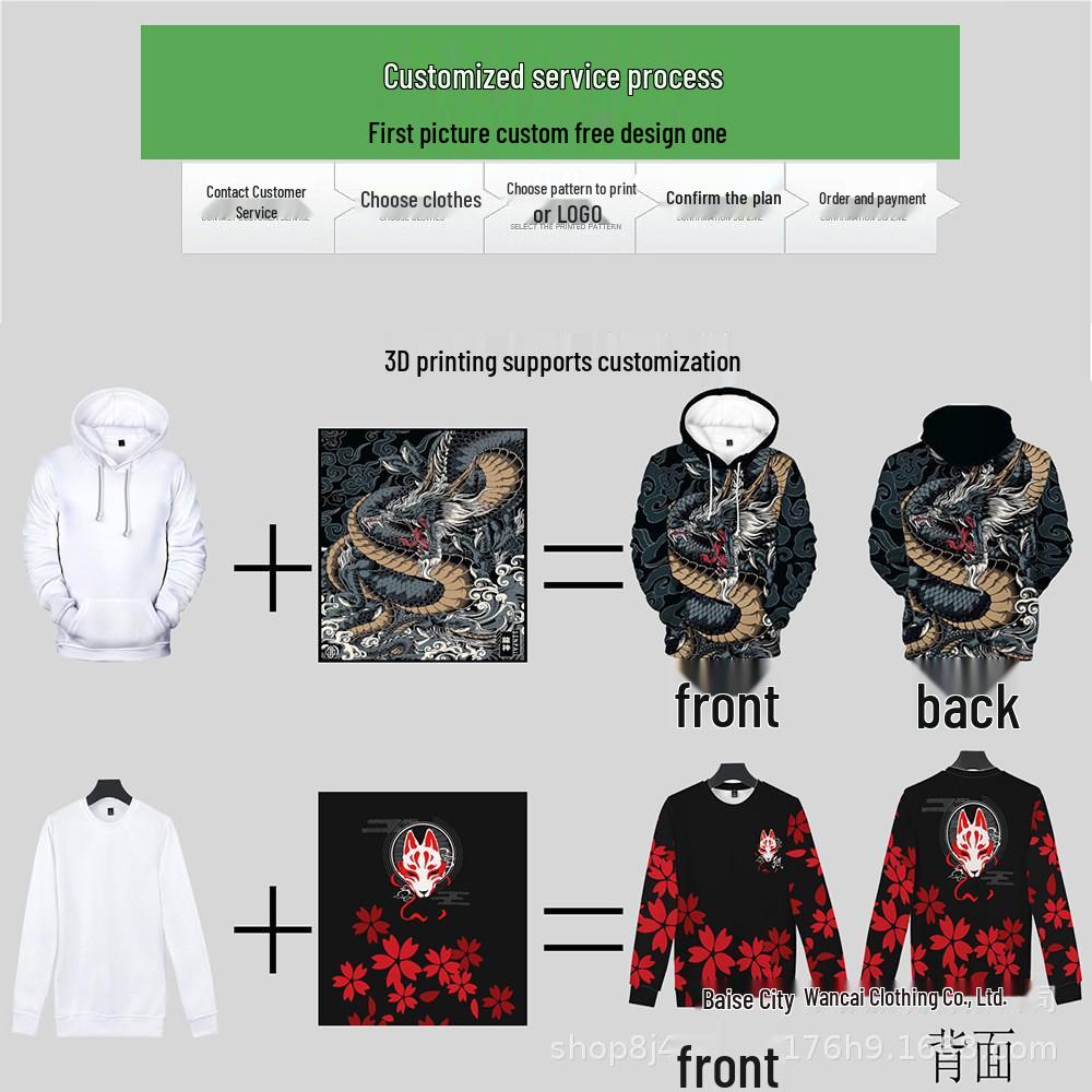 Custom 3D Printed Long Sleeve Crew Neck Sweatshirt