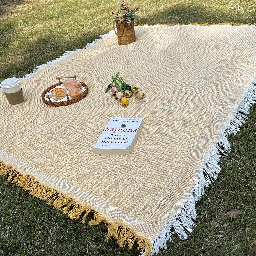1 pièce Couverture de pique-nique style Ins, Couverture de plage, Tapis d'extérieur doux et pliable - Essentiel pour le camping, les fêtes de printemps et d'été