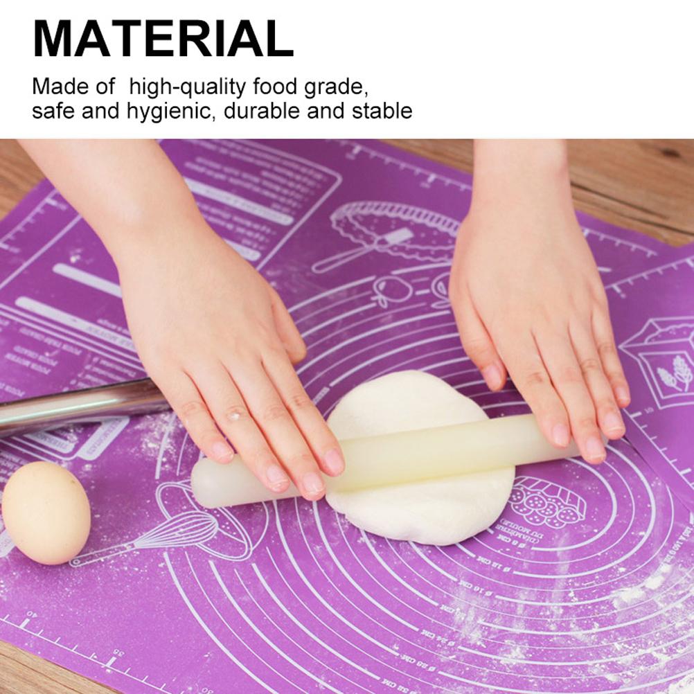 Thick Non Stick Silicone Kneading Mat Food Grade Anti Slip Baking Dough Roller Pad for Home Kitchen Purple