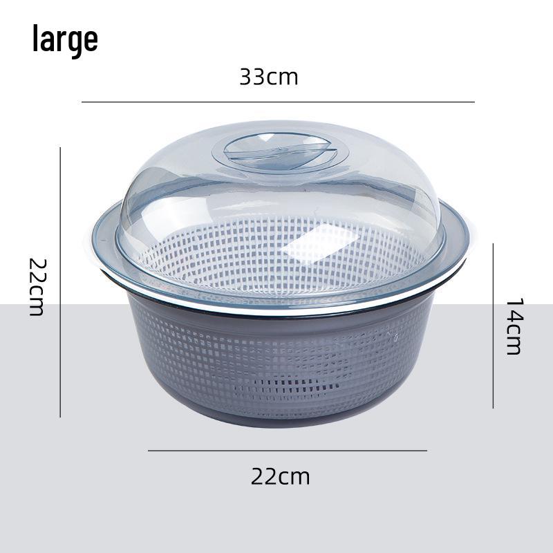 Large Kitchen Double-Layer Drain Basket with Lid for Fruit & Vegetable Washing and Storage