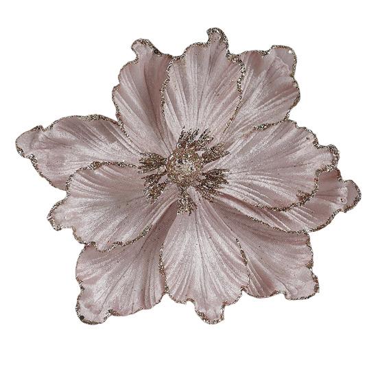 Artificial Christmas Flowers Large Glitter Magnolia Decoration Sparkling Xmas Tree Ornaments Wreath Garland Home Party Decor DIY Crafts