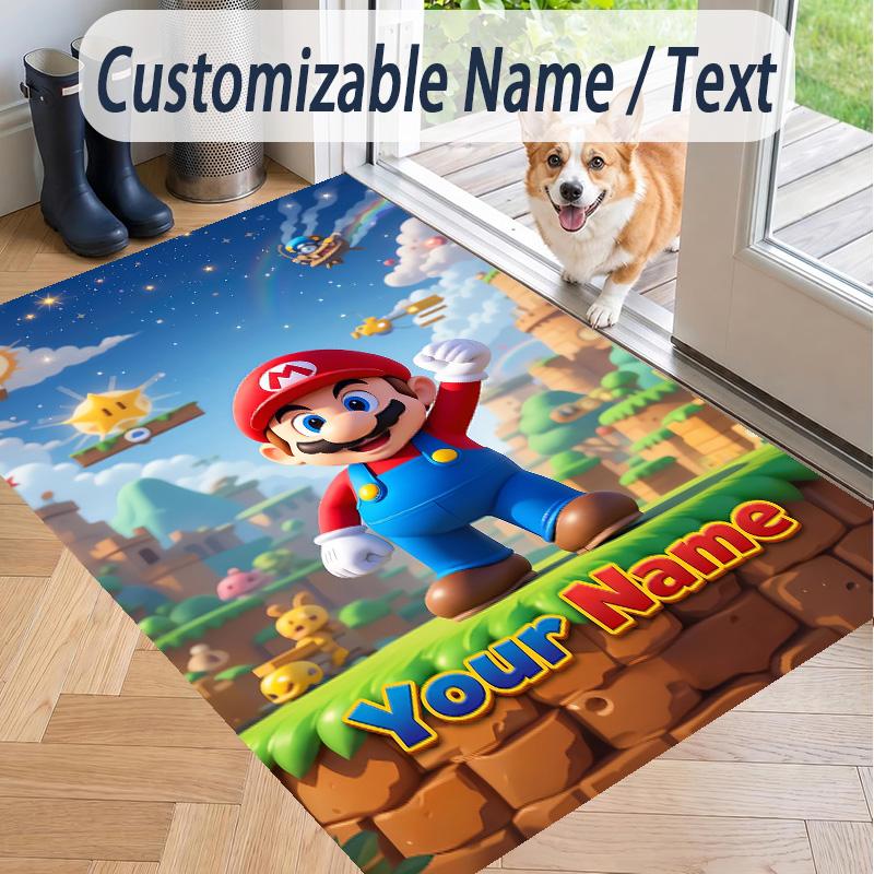 Custom Text Super Mario Pattern Floor Rug Soft Indoor Carpet Mat Living Room Bedroom