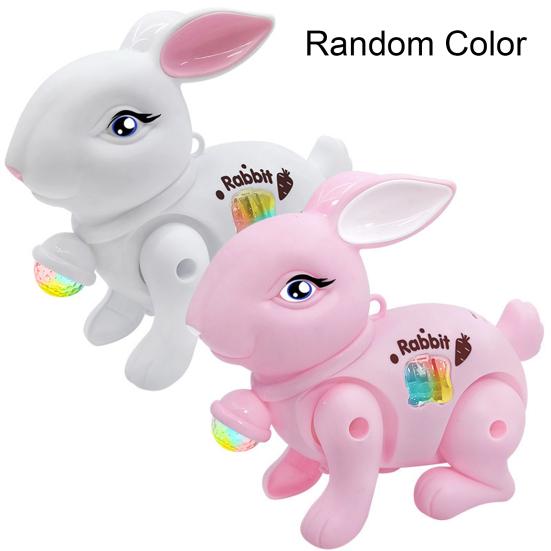 2023 Rabbit Toy Music Lovely Luminescent with Traction Rope Attract Attention Entertainment Learning Crawling Cartoon Electronic Walking Rabbit Toy