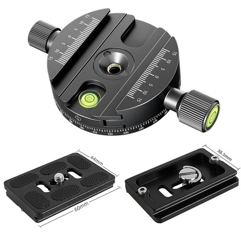 Qj-08/Qj-08S 360° Panoramic Rotating Quick Release Plate Clamp Tripod Head Universal Camera Photography Quick Release Base